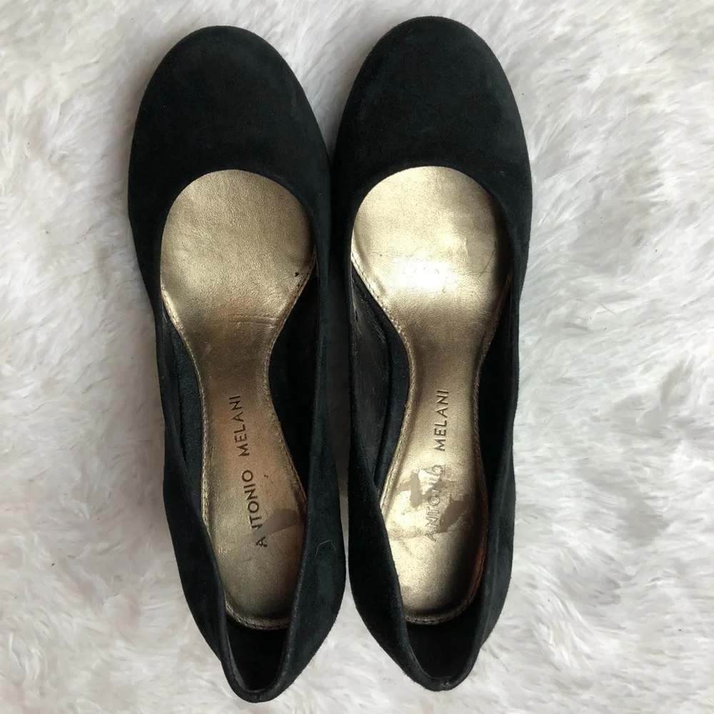 ANTONIO MELANI Black Suede/Zebra Print Calf Hair